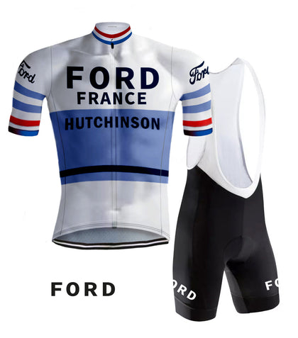 TENUE DE CYCLISME RÉTRO FORD BLANC/BLEU - REDTED