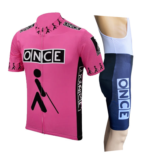 Tenue de Cyclisme Rétro ONCE - Rose/Noir