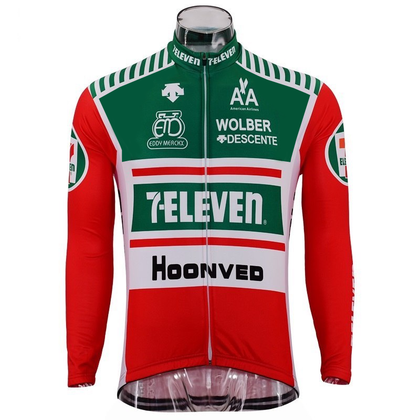 Veste cycliste rétro hiver (Polaire) 7-eleven - Rouge/Vert