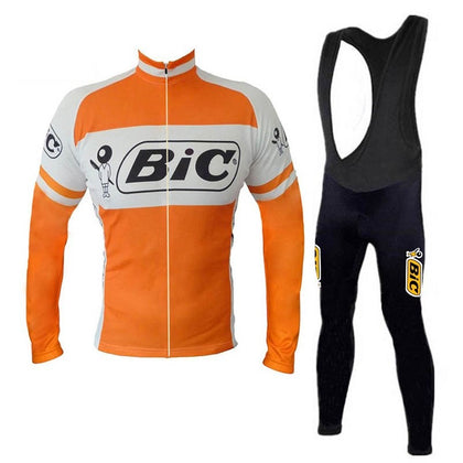 Tenue de Cyclisme rétro Bic - Veste (polaire) et Pantalon Long - Orange