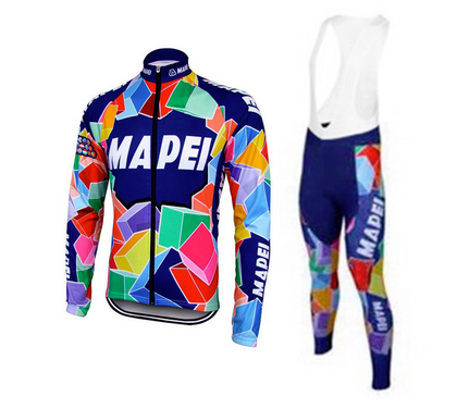 Tenue de Cyclisme rétro Mapei - Veste (polaire) et Pantalon Long - Multicolore