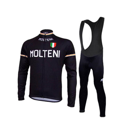 Tenue de Cyclisme rétro Molteni Arcore - Veste (polaire) et Pantalon Long - Noir