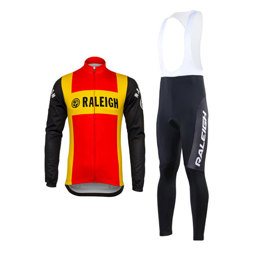 Tenue de Cyclisme rétro Ti-Raleigh - Veste (polaire) et Pantalon Long - Rouge