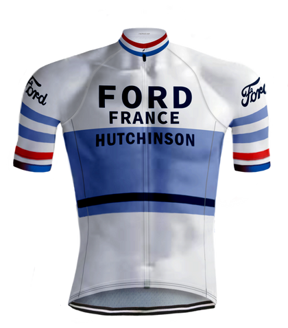 MAILLOT DE CYCLISME RÉTRO FORD FRANCE Blanche/Bleu - REDTED RÉTRO