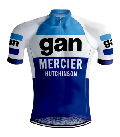 Maillot de cyclisme rétro Gan Mercier Bleu - REDTED