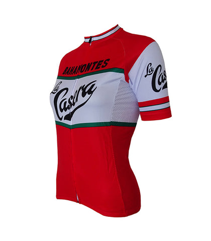 Maillot de cyclisme rétro femme La Casera - Rouge