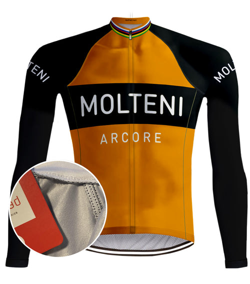 Maillots de cyclisme rétro Molteni manches longues - Orange