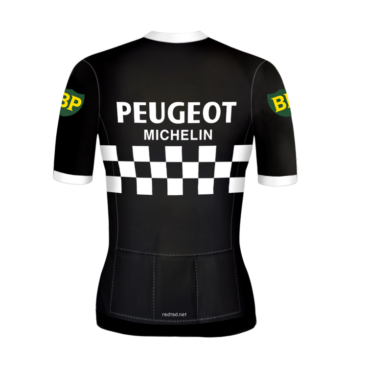 Maillot de cyclisme rétro femme Peugeot Noir/Blanc - RedTed