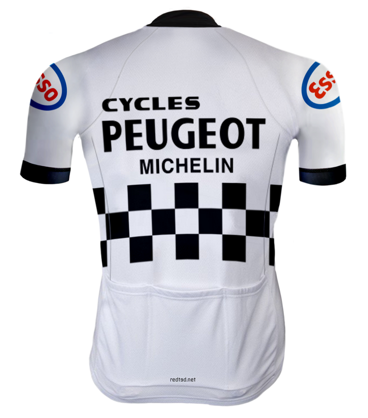 Maillot de cyclisme Rétro Peugeot Blanc/Noir - RedTed