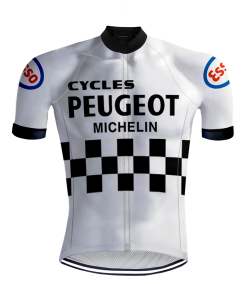 Maillot de cyclisme Rétro Peugeot Blanc/Noir - RedTed