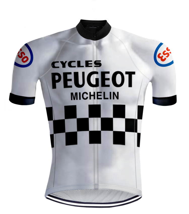 Maillot de cyclisme Rétro Peugeot Blanc/Noir - RedTed