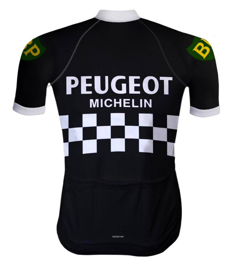Maillot de cyclisme rétro Peugeot Noir/Blanc - RedTed