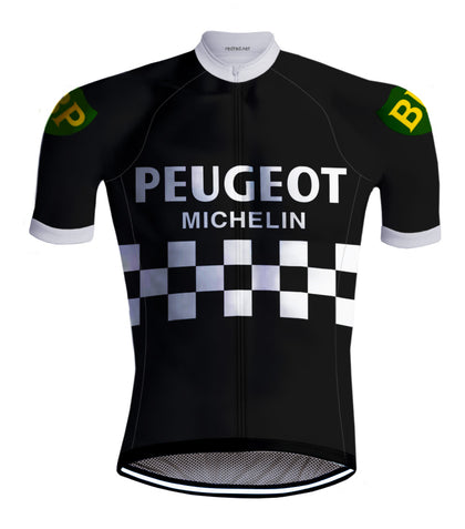 Maillot de cyclisme rétro Peugeot Noir/Blanc - RedTed