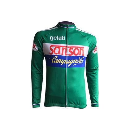 Veste cycliste rétro hiver (Polaire) Sanson - Verte