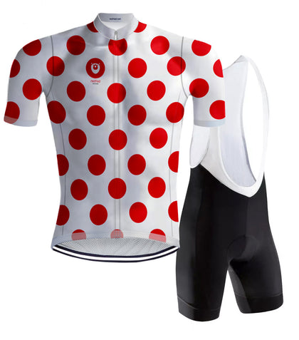 TENUE DE CYCLISME RÉTRO À POIS ROUGE/BLANCHE - REDTED