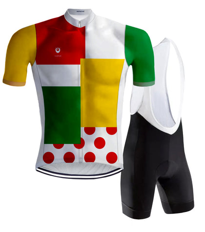 RÉTRO TENUE DE CYCLISME DU COMBINÉ MULTICOLORE - REDTED