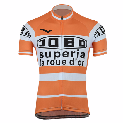 Maillot de cyclisme rétro Jobo Superia - Orange/Blanc