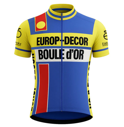 Maillot de cyclisme rétro Europ-Decor - Jaune/Bleu - Gruppo Sportivo