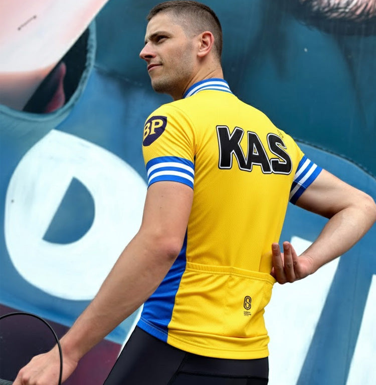 Maillot de cyclisme rétro Kas Kaskol - Jaune - Gruppo Sportivo