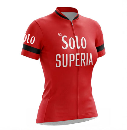 Maillot de cyclisme Retro Femme Solo Superia - Rouge