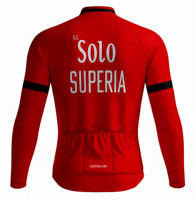 Veste cycliste rétro hiver (Polaire) Solo Superia - Rouge