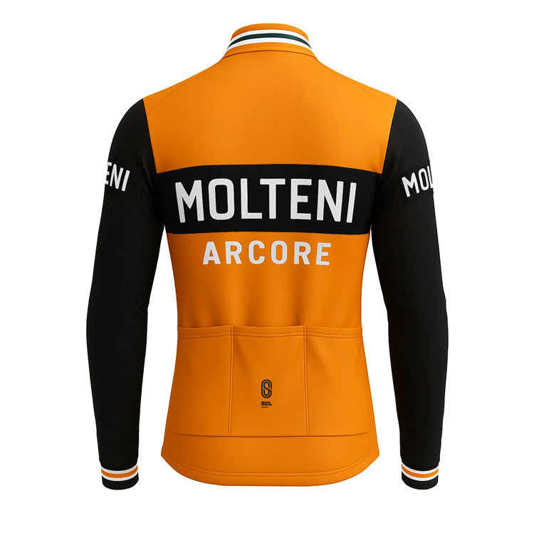 Veste cycliste rétro hiver (Polaire) Molteni - Orange