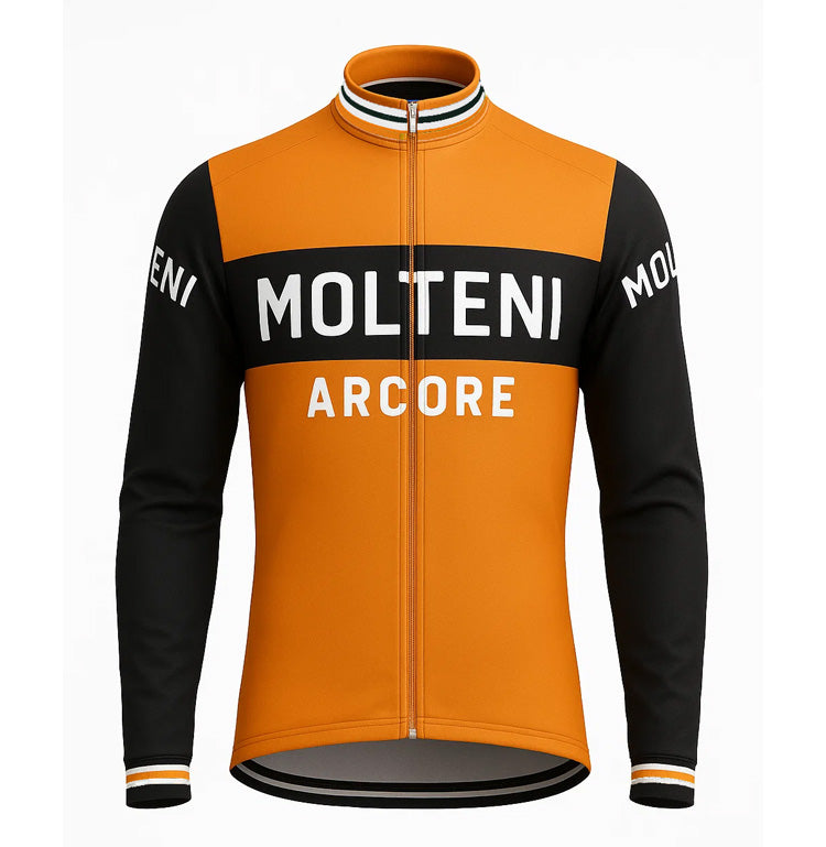 Veste cycliste rétro hiver (Polaire) Molteni - Orange