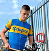 Maillot de cyclisme rétro Peugeot-Dunlop - Bleu/Jaune
