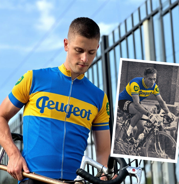 Maillot de cyclisme rétro Peugeot-Dunlop - Bleu/Jaune - Gruppo Sportivo