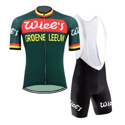 TENUE DE CYCLISME RÉTRO Wiel's Groene Leeuw - Rouge/vert