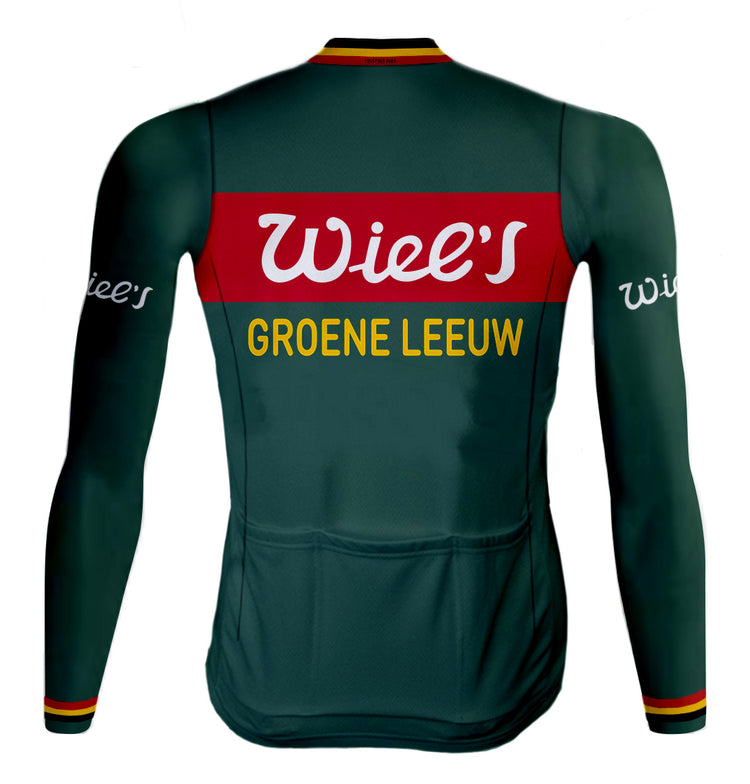 Veste cycliste rétro hiver (Polaire) Wiel's Groene Leeuw - Rouge/vert