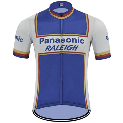 Maillot de cyclisme rétro Panasonic Raleigh - Blanc/Bleu