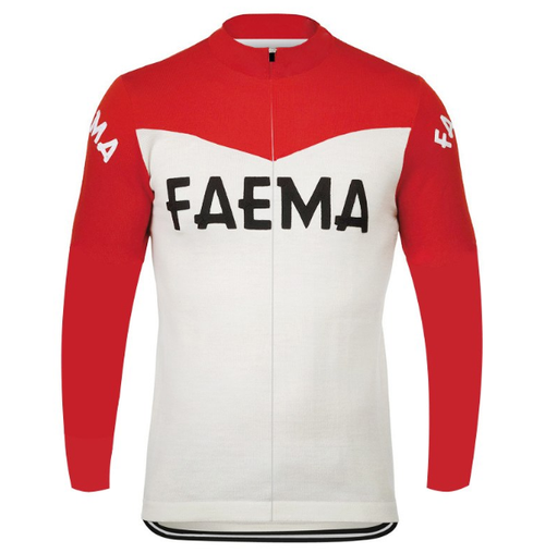 Veste cycliste rétro hiver (Polaire) Faema - Rouge/Blanc