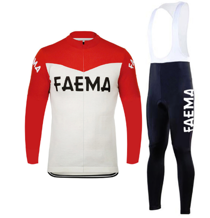 Tenue de Cyclisme rétro Faema - Veste (polaire) et Pantalon Long - Rouge/Blanc