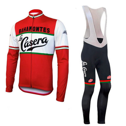 Tenue de Cyclisme rétro La Casera - Veste (polaire) et Pantalon Long - Rouge