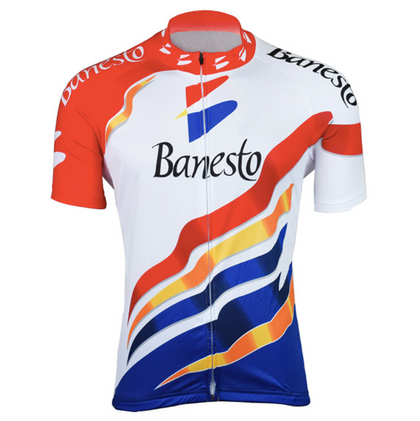 Maillot de cyclisme rétro Banesto - Blanc/Rouge/Bleu