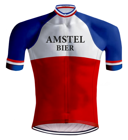 Maillot de Cyclisme rétro Amstel Bier Rouge/Bleu - REDTED