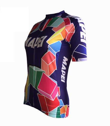 Maillot de Cyclisme Retro Femme Mapei - Multicolore