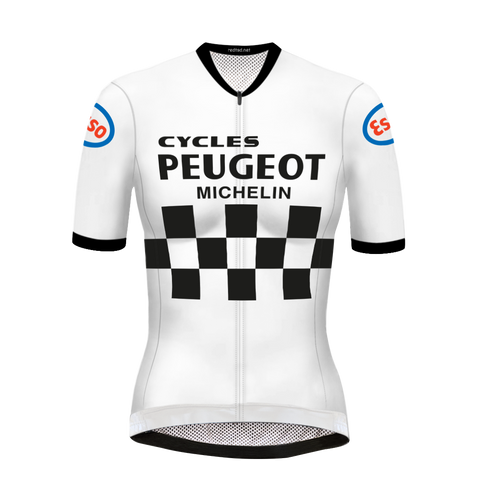 Maillot de cyclisme Retro femme Peugeot Blanc Noir RedTed