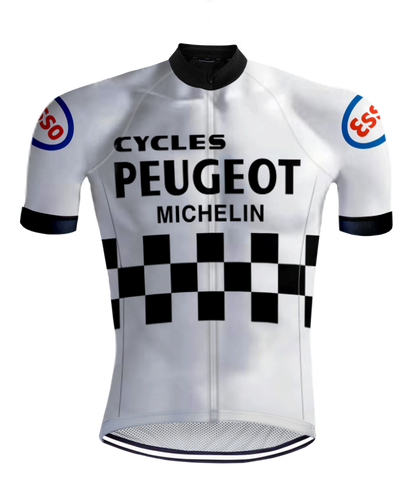 Maillot de cyclisme Rétro Peugeot Blanc/Noir - RedTed