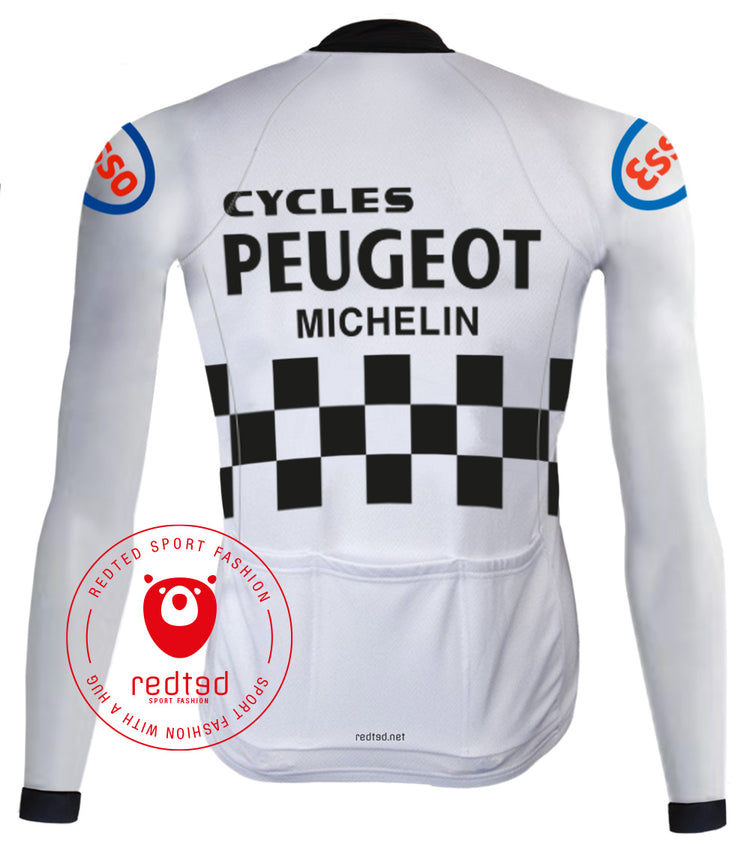 Veste cycliste rétro hiver (Polaire) Peugeot Blanc - RedTed