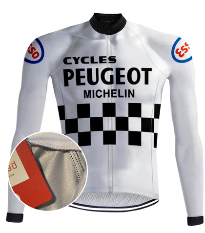 Maillot de cyclisme rétro Peugeot manches longues blanc - REDTED