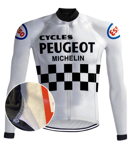 Veste cycliste rétro hiver (Polaire) Peugeot Blanc - RedTed