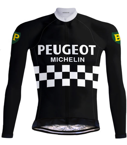 Maillot de cyclisme rétro manches longues Peugeot-BP-Michelin Noir - REDTED