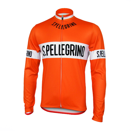 Maillot de cyclisme Rétro Manches Longues Pellegrino - Orange